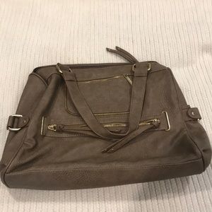 Gray faux leather tote